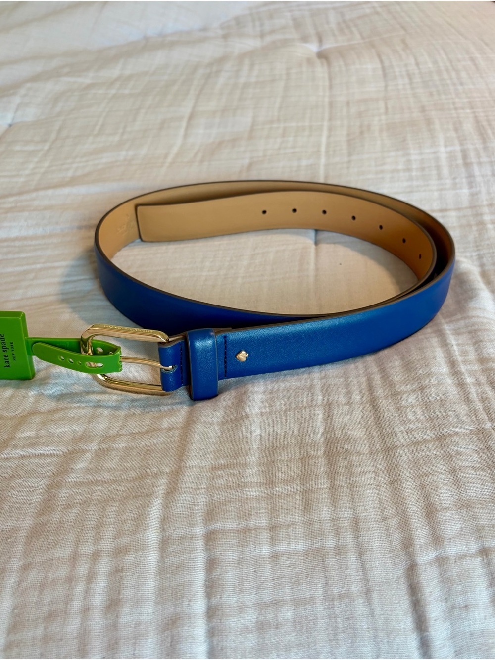 Kate Spade Women’s Blue Genuine Leather Belt with Gold-tone Hardware Sz XL - Picture 5 of 7